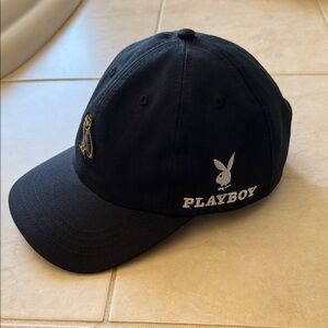 OVO x Playboy Black Baseball Cap with White Logo and Gold Owl Patch